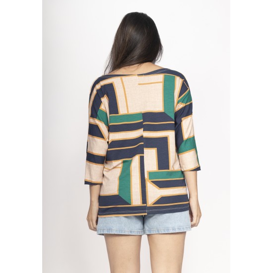 Blusa Morcego Ampla Manga 3/4 Chapada de Areia