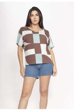 Blusa Básica Morcego Malha Gola V Manga Curta Santa Rosa do Tocantins