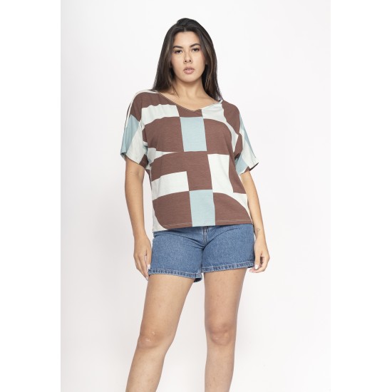 Blusa Básica Morcego Malha Gola V Manga Curta Santa Rosa do Tocantins