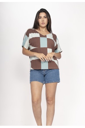 Blusa Básica Morcego Malha Gola V Manga Curta Santa Rosa do Tocantins