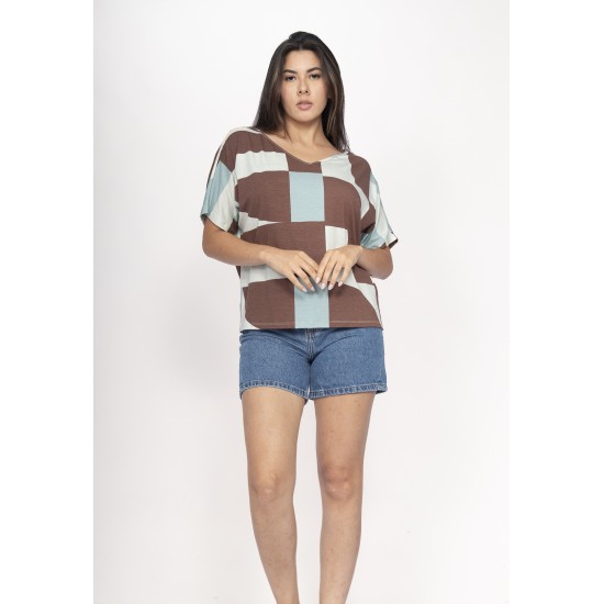 Blusa Básica Morcego Malha Gola V Manga Curta Santa Rosa do Tocantins