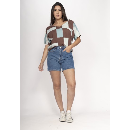 Blusa Básica Morcego Malha Gola V Manga Curta Santa Rosa do Tocantins