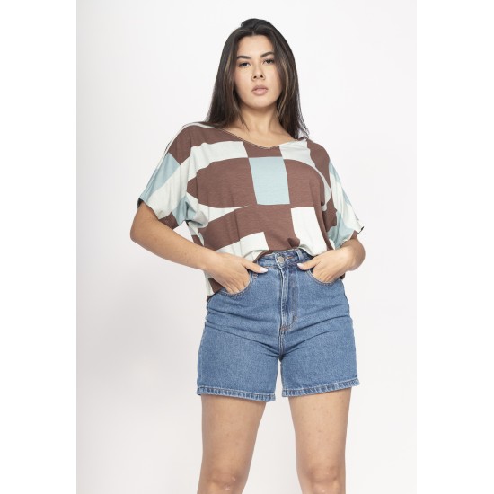 Blusa Básica Morcego Malha Gola V Manga Curta Santa Rosa do Tocantins