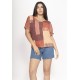 Blusa Básica Morcego Malha Gola V Manga Curta Tramas do Sol