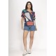 Blusa Básica Morcego Malha Gola V Manga Curta Geometrias do Tempo