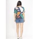 Blusa Básica Morcego Malha Gola V Manga Curta Geometrias do Tempo