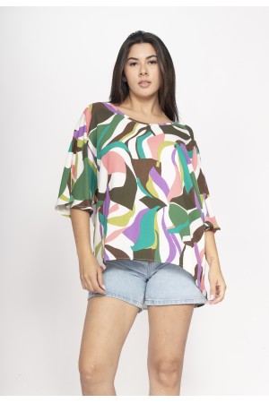 Blusa Morcego Ampla Tangará Estampa Encanto Botânico