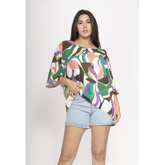Blusa Morcego Ampla Tangará Estampa Encanto Botânico