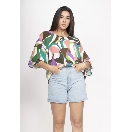 Blusa Morcego Ampla Tangará Estampa Encanto Botânico