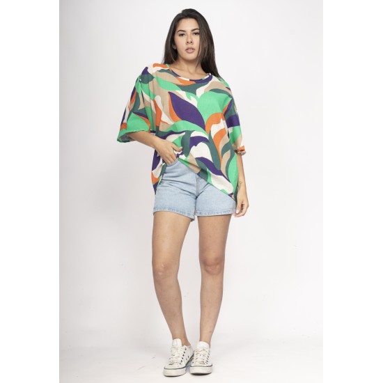 Blusa Morcego Ampla Tangará Estampa Brisa do Mar
