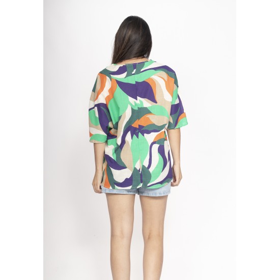 Blusa Morcego Ampla Tangará Estampa Brisa do Mar