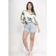 Blusa Morcego Ampla Tangará Estampa Folhagem Poética