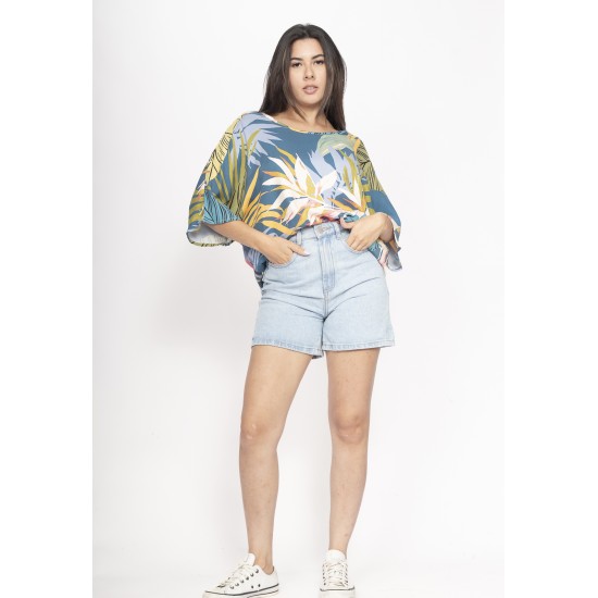 Blusa Morcego Ampla Tangará Estampa Brisa Botânica