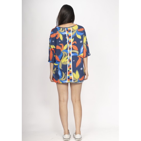 Blusa Morcego Ampla Tangará Estampa Maré Vibrante