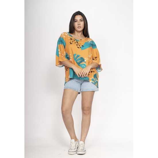 Blusa Morcego Ampla Tangará Estampa Aurora Botãnica
