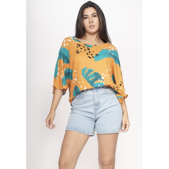 Blusa Morcego Ampla Tangará Estampa Aurora Botãnica