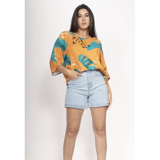 Blusa Morcego Ampla Tangará Estampa Aurora Botãnica