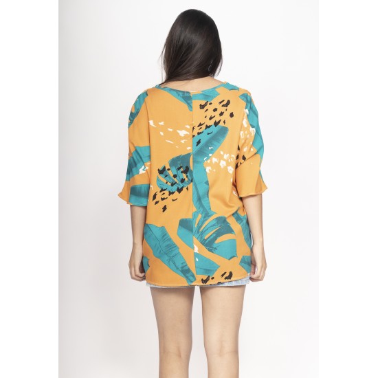 Blusa Morcego Ampla Tangará Estampa Aurora Botãnica