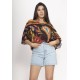 Blusa Morcego Ampla Tangará Estampa Boho Terra