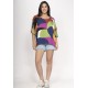 Blusa Morcego Ampla Tangará Estampa Jardim Azul