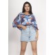 Blusa Morcego Ampla Tangará Estampa Jardim Celeste