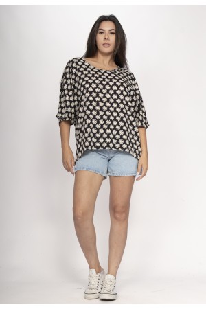 Blusa Morcego Ampla Tangará Estampa Festa das Margaridas