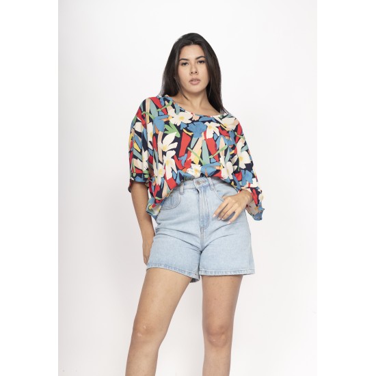 Blusa Morcego Ampla Tangará Estampa Floresce