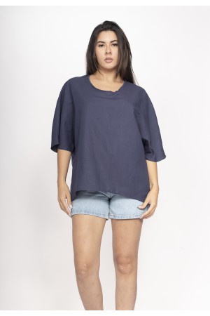 Blusa Morcego Ampla Tangará Azul Marinho