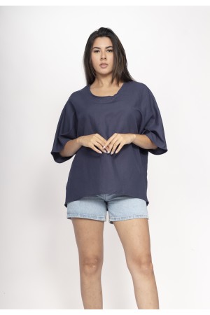Blusa Morcego Ampla Tangará Azul Marinho