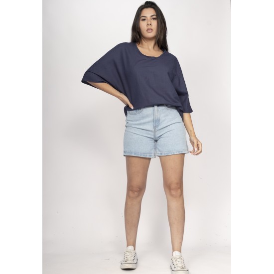 Blusa Morcego Ampla Tangará Azul Marinho