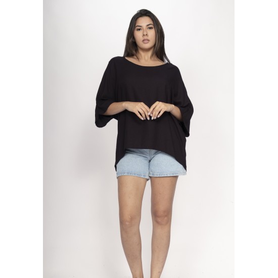 Blusa Morcego Ampla Tangará Preta