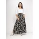 Saia Longa Viscose Folhagem Serena Preta