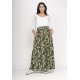 Saia Longa Viscose Folhagem Serena Musgo