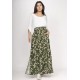 Saia Longa Viscose Folhagem Serena Musgo