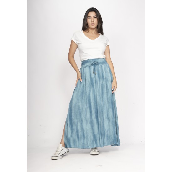 Saia Longa Viscose Tie Dye Blue