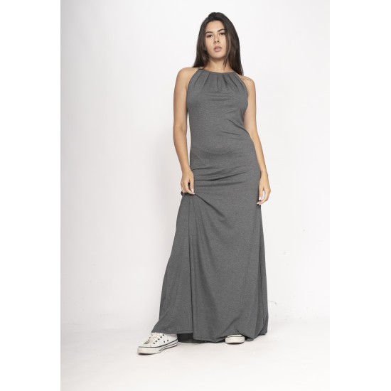 Vestido Longo Eirapuã Malha Trapézio Mescla