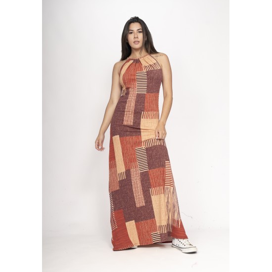 Vestido Longo Eirapuã Malha Trapézio Tramas do Sol