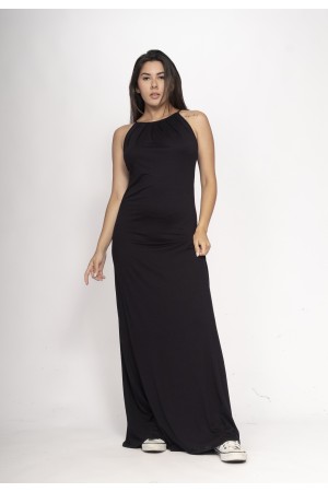 Vestido Longo Eirapuã Malha Trapézio Preto