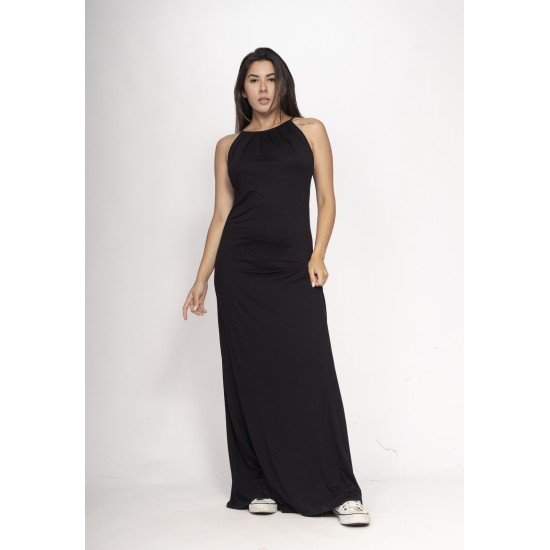 Vestido Longo Eirapuã Malha Trapézio Preto