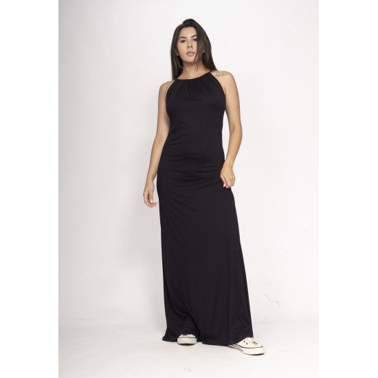 Vestido Longo Eirapuã Malha Trapézio Preto