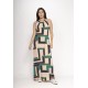 Vestido Longo Eirapuã Malha Trapézio Estampa Chapada de Areia