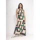 Vestido Longo Eirapuã Malha Trapézio Estampa Chapada de Areia