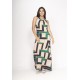 Vestido Longo Eirapuã Malha Trapézio Estampa Chapada de Areia