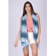 Echarpe Lenço Feminino Ondas Tons de Azul