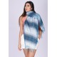 Echarpe Lenço Feminino Ondas Tons de Azul