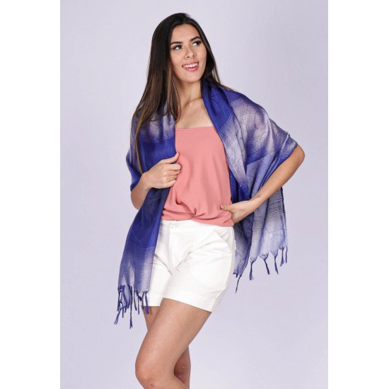 Echarpe Lenço Feminino Ondas Azul Bic