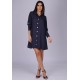 Vestido Chemise Viscose Manga Longa Madrepérola Azul Marinho