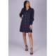 Vestido Chemise Viscose Manga Longa Madrepérola Azul Marinho