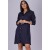 Vestido Chemise Viscose Manga Longa Madrepérola Azul Marinho