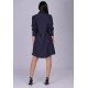 Vestido Chemise Viscose Manga Longa Madrepérola Azul Marinho
